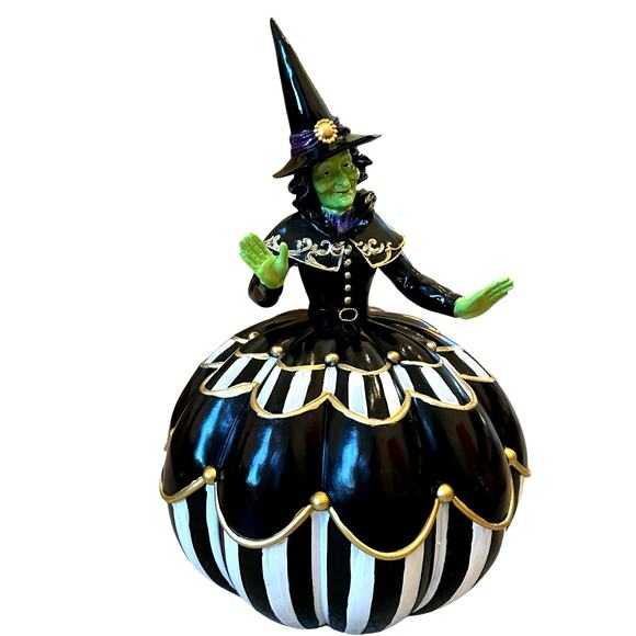 Eerie Charm Green Wicked Witch Pumpkin Figurine Vintage Halloween Decor NEW - Picture 1 of 15